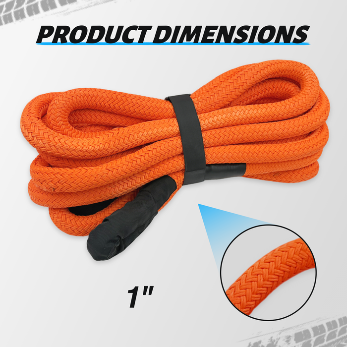 Seguler Off-Road Kinetic Recovery Strap 1" x 30ft Heavy Duty Rope Rated 35,000 Pounds for Truck & SUV Extraction