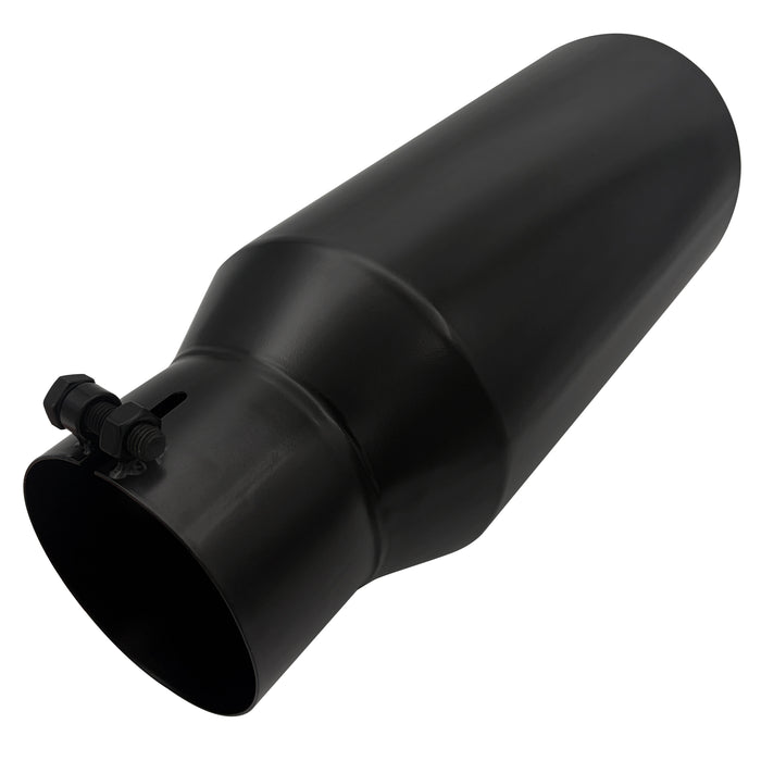 Seguler Diesel Exhaust Tip 4" Inlet 6" Outlet 15" Long Black Stainless Steel Bolt On