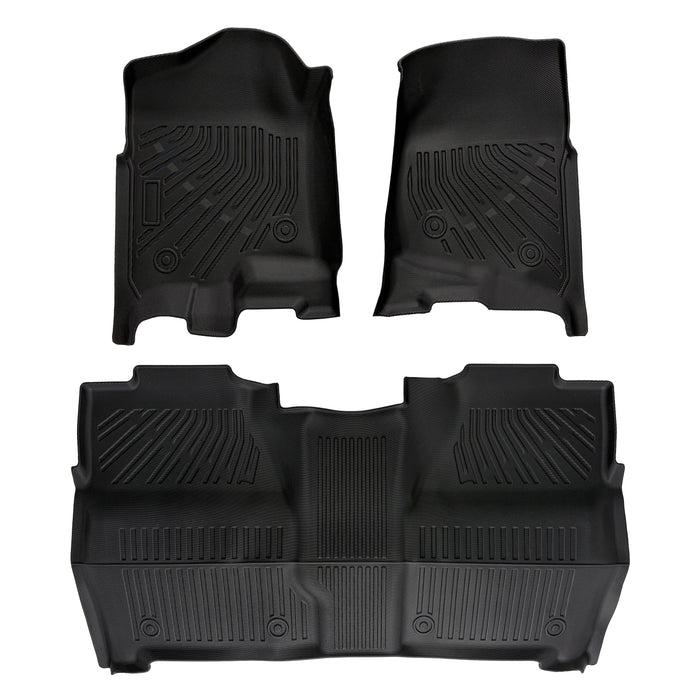 Seguler All-Weather TPE Floor Mats for Silverado Sierra 2007-2013 1500 & 2007-2014 2500HD 3500HD Crew Cab
