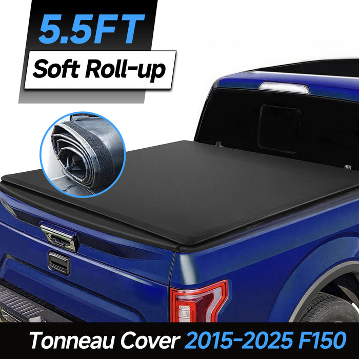 Seguler 5.5FT Soft Roll Up Tonneau Cover Truck Bed for 2015-2025 Ford F150