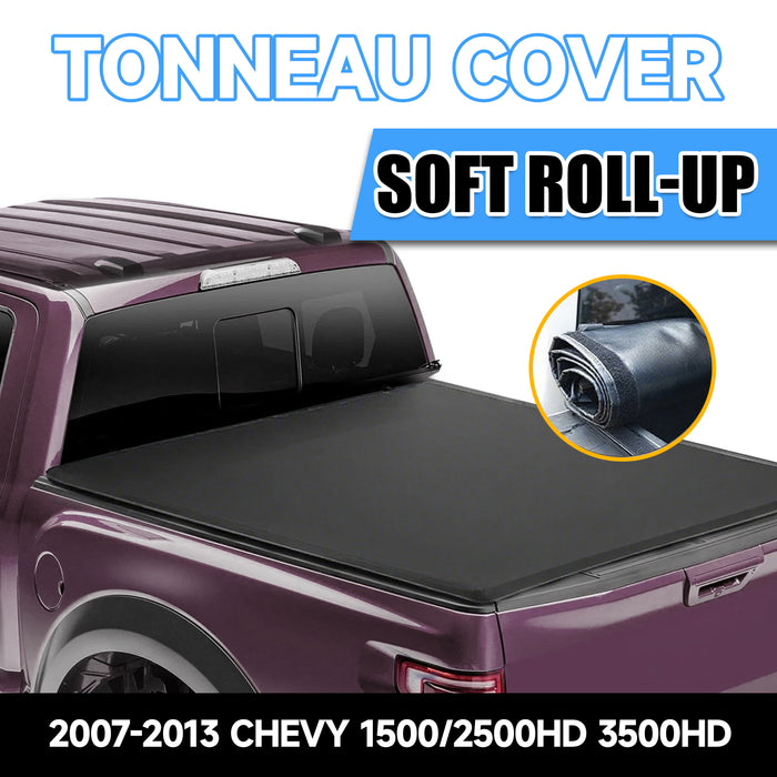 Seguler 6.5FT Soft Roll Up Tonneau Cover Bed for 2007-2013 Chevy Silverado Sierra