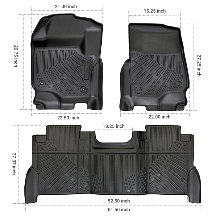 Seguler All-Weather TPE Floor Mats 2017-2025 Ford F250 F350 F450 SuperCrew Cab