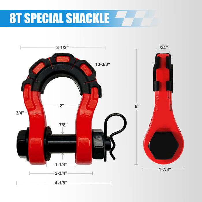 Seguler Heavy Duty 2" Receiver Shackle Hitch with 3/4" D-Ring 5/8" Lock Pin 70,000 lbs Break Strength