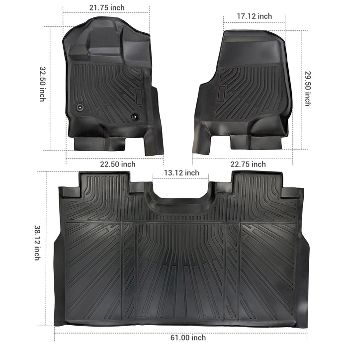 Seguler All-Weather TPE Floor Mats 2015-2025 Ford F150 / F-150 Lightning SuperCrew Cab Without Seat Storage