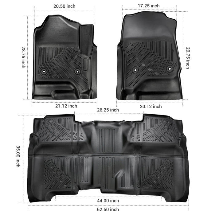 Seguler All-Weather TPE Floor Mats for Silverado Sierra 2014-2018 1500 & 2015-2019 2500HD 3500HD Crew Cab