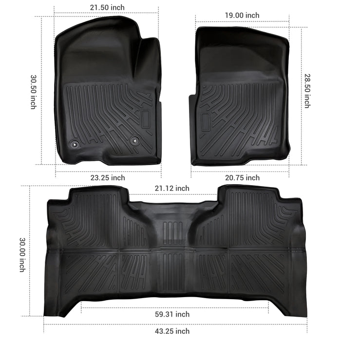 Seguler All-Weather TPE Floor Mats 2019-2025 Silverado Sierra 1500 New Double Cab