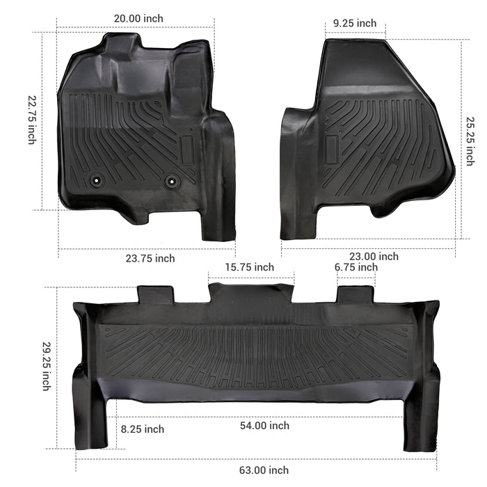 Seguler All-Weather TPE Floor Mats for 2012-2016 Ford F250 F350 F450 SuperCrew Cab
