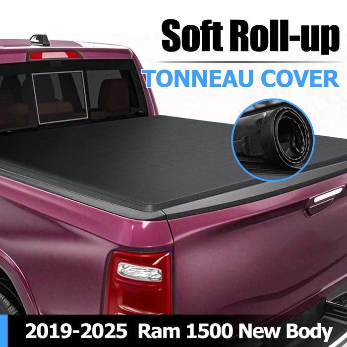 Seguler 6.4FT Soft Roll-Up Tonneau Cove Bed for 2019-2025 Dodge Ram 1500 New Body