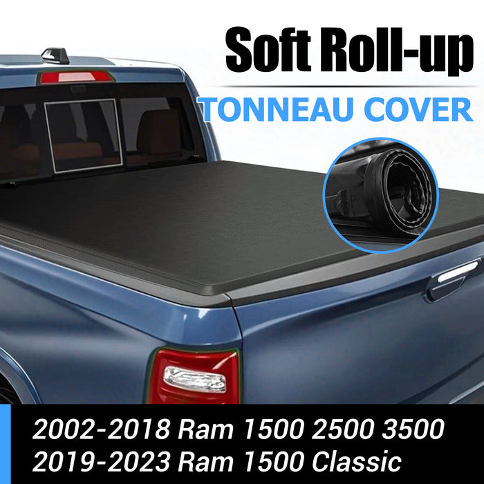 Seguler 8FT Soft Top Roll-up Tonneau Cover Truck Bed for 2003-2023 Dodge Ram