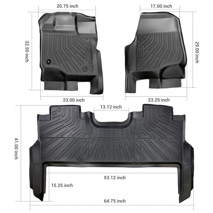 Seguler All-Weather TPE Floor Mats 2015-2025 Ford F150 / F-150 Lightning SuperCrew Cab With Seat Storage