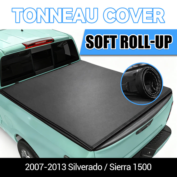 Seguler 5.8FT Soft Roll Up Tonneau Cover Bed for 2007-2013 Chevy Silverado Sierra