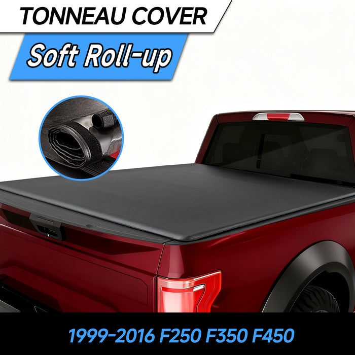 Seguler 8FT Soft Roll Up Tonneau Cover Bed for 1999-2016 Ford F250 F350 Super Duty