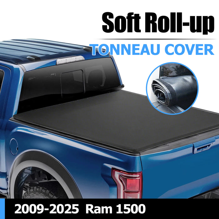 Seguler  5.7FT Soft Top Roll-up Tonneau Cover Truck Bed for 2009-2025 Dodge Ram 1500
