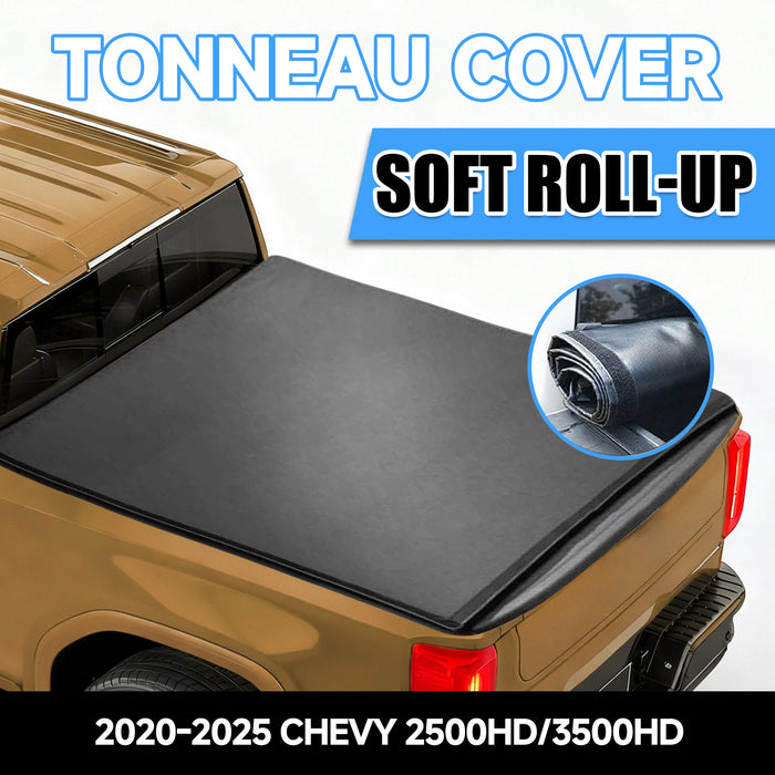 Seguler 6.9FT Soft Roll Up Tonneau Cover Bed for 2020-2025 Chevy Silverado Sierra