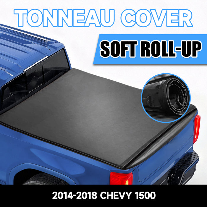 Seguler 5.8FT Soft Roll Up Tonneau Cover Bed for 2014-2018 Chevy Silverado Sierra