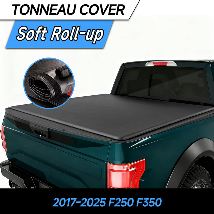 Seguler 6.8FT Soft Roll Up Tonneau Cover Truck Bed for 2017-2025 Ford F250 F350