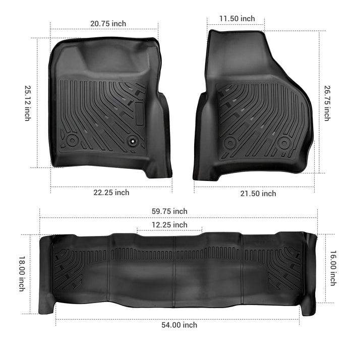 Seguler All-Weather TPE Floor Mats for 1999-2007 Ford F250 F350 F450 SuperCrew Cab
