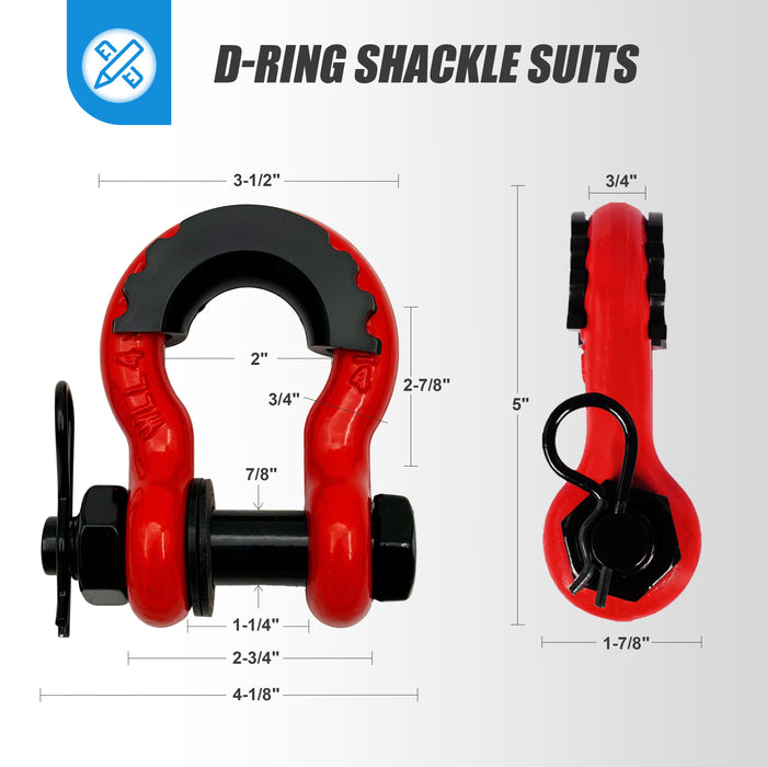 Seguler Off-Road Recovery Shackle Hitch for 2" Receiver  3/4" D-Ring with 5/8" Lock Pin 38,500 lbs Break Strength