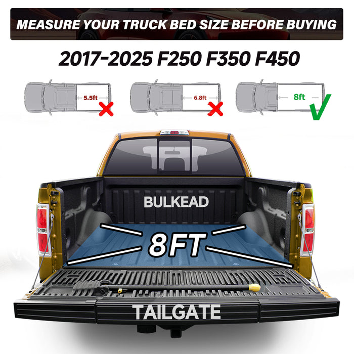Seguler 8FT Soft Roll Up Tonneau Cover Bed for 2017-2025 Ford F250 F350 Super Duty