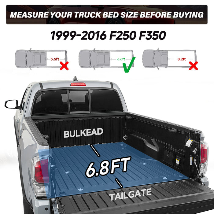 Seguler 6.8FT Soft Roll Up Tonneau Cover Truck Bed for 1999-2016 Ford F250 F350