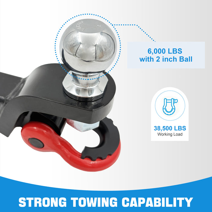 Seguler 2" Receiver Trailer Hitch with Shackle & Lock Pin 38,500 lbs BS