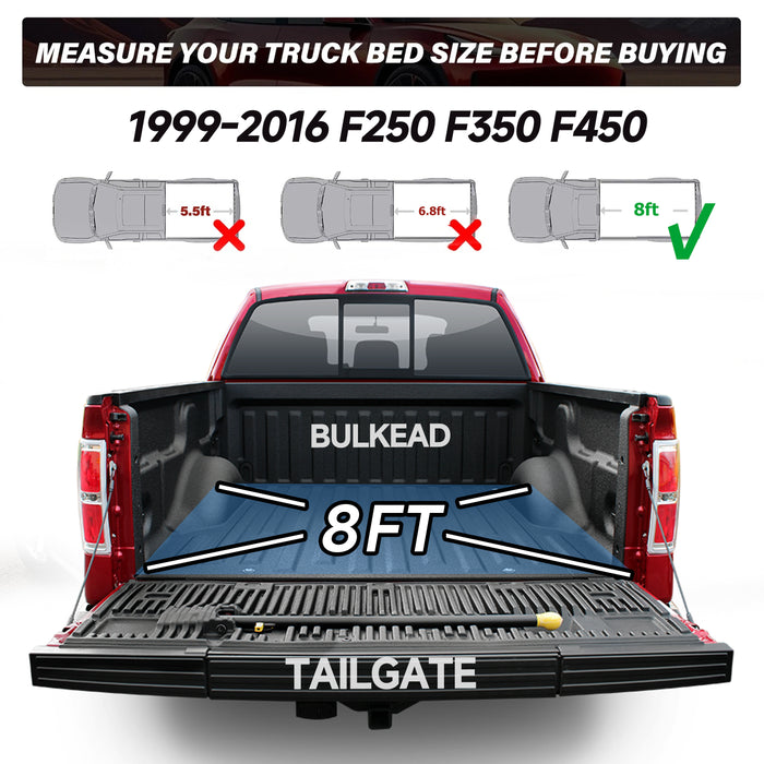 Seguler 8FT Soft Roll Up Tonneau Cover Bed for 1999-2016 Ford F250 F350 Super Duty