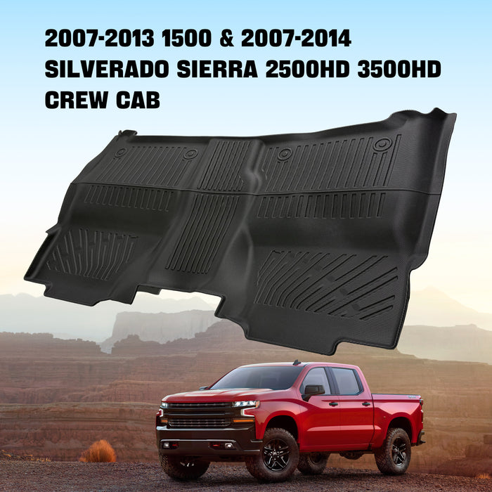 Seguler All-Weather TPE Floor Mats for Silverado Sierra 2007-2013 1500 & 2007-2014 2500HD 3500HD Crew Cab