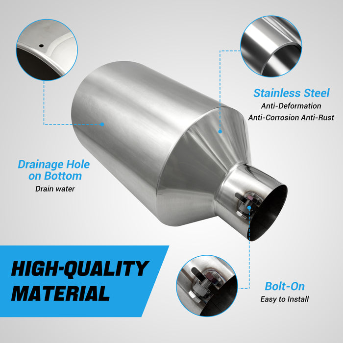 Seguler Diesel Exhaust Tip 4" Inlet 10" Outlet 18" Long Stainless Steel Bolt On