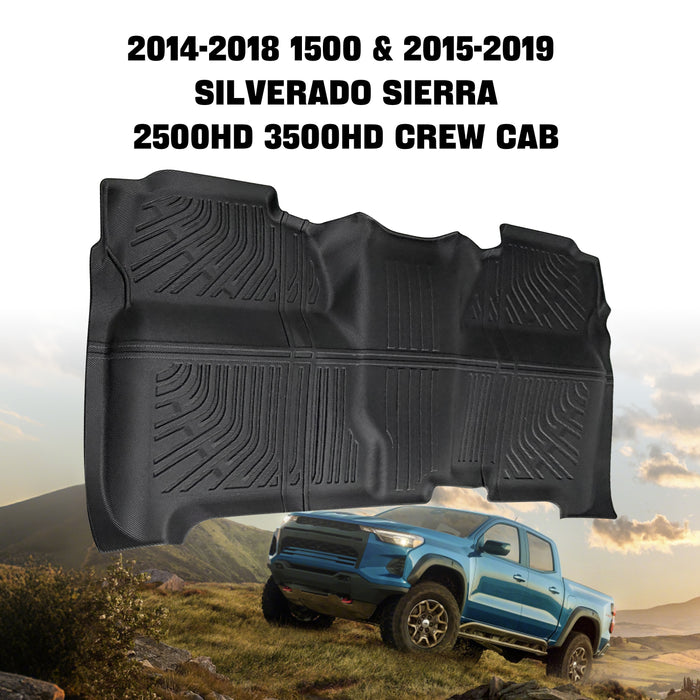Seguler All-Weather TPE Floor Mats for Silverado Sierra 2014-2018 1500 & 2015-2019 2500HD 3500HD Crew Cab