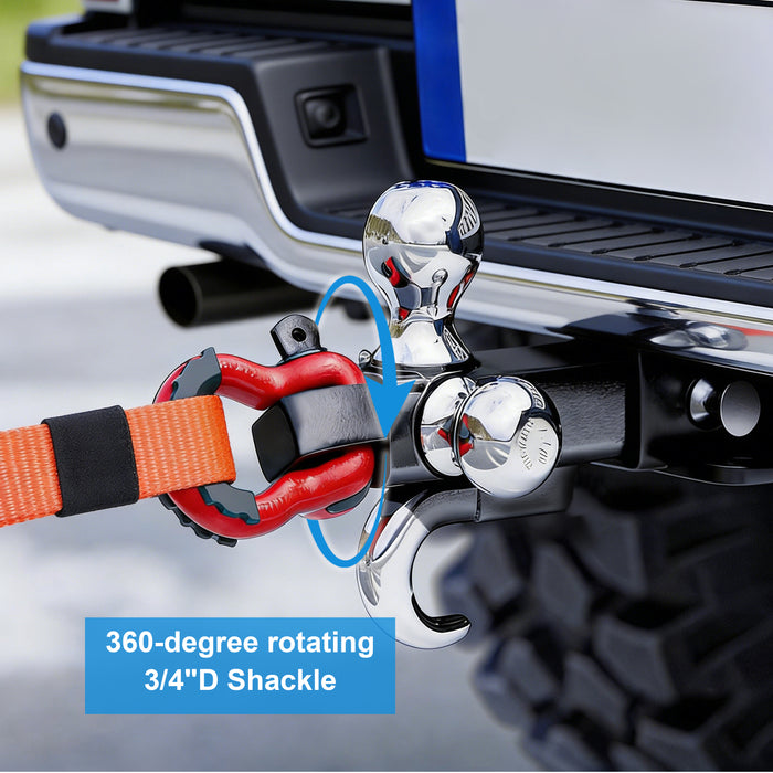 Seguler Tri-Ball Trailer Hitch for 2" Receiver 1-7/8", 2", 2-5/16" Balls Swivel Shackle w/ Lock Pin