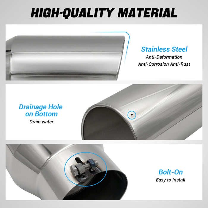 Seguler Diesel Exhaust Tip 5" Inlet 7" Outlet 15" Long Stainless Steel Bolt On