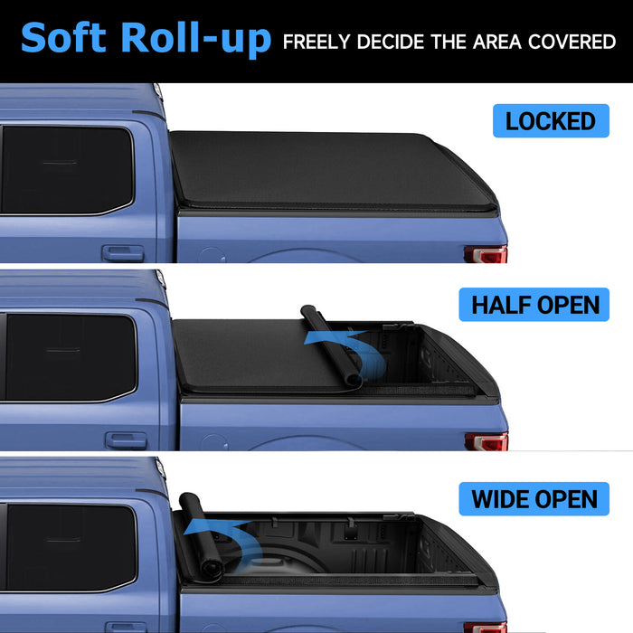 Seguler 6.5FT Soft Roll Up Tonneau Cover Truck Bed for 2004-2014 Ford F150