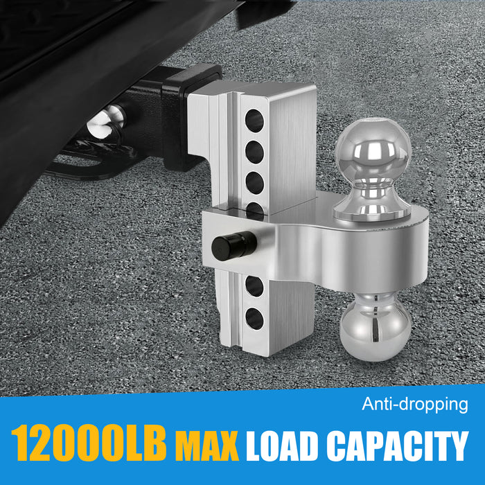 Seguler Adjustable Trailer Hitch Mount 2" Receiver 6" Drop or Rise 12,000 lbs GTW Double Locking Pins