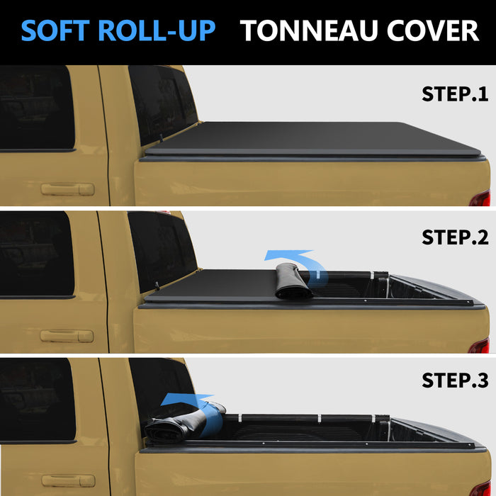 Seguler  5.7FT Soft Top Roll-up Tonneau Cover Truck Bed for 2009-2025 Dodge Ram 1500