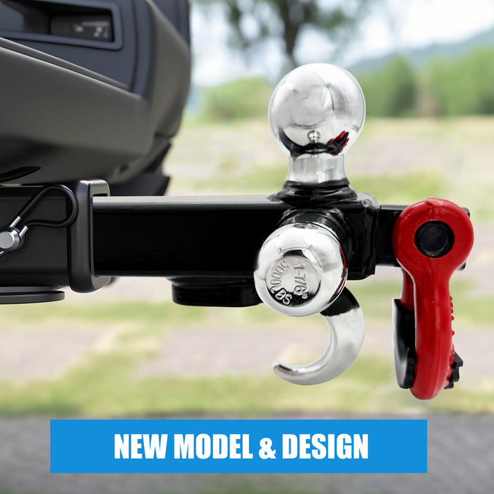 Seguler Tri-Ball Trailer Hitch for 2" Receiver 1-7/8", 2", 2-5/16" Balls Swivel Shackle w/ Lock Pin