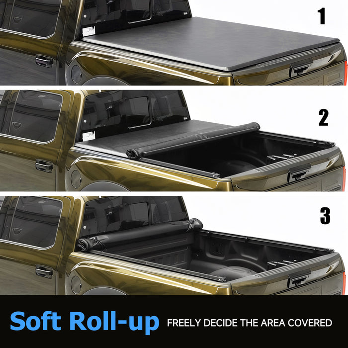 Seguler 8FT Soft Roll Up Tonneau Cover Bed for 1999-2016 Ford F250 F350 Super Duty