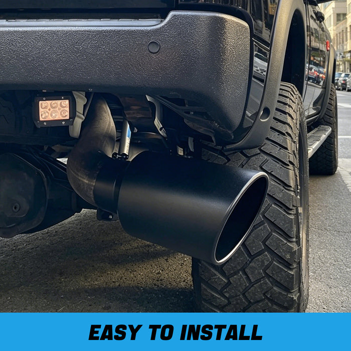 Seguler Diesel Exhaust Tip 4" Inlet 10" Outlet 18" Long Black Stainless Steel Bolt On