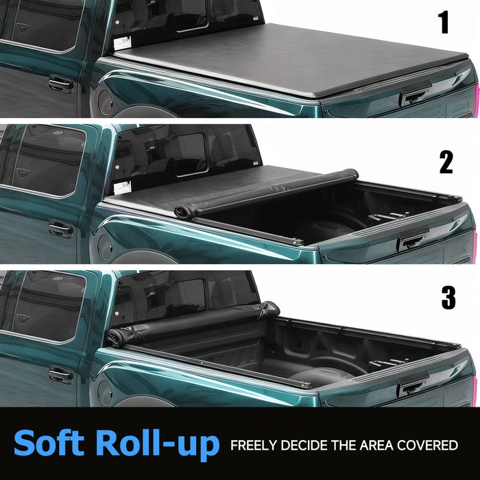 Seguler 6.8FT Soft Roll Up Tonneau Cover Truck Bed for 2017-2025 Ford F250 F350