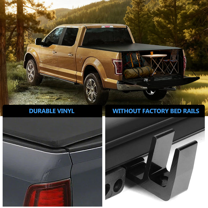 Seguler 6.4FT Soft Top Roll-up Tonneau Cover Truck Bed for 2003-2024 Dodge Ram