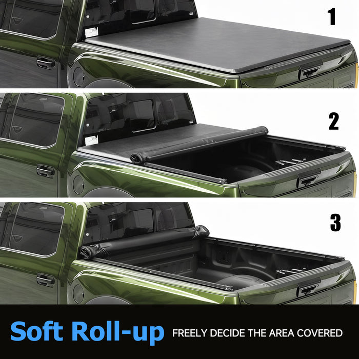 Seguler 8FT Soft Roll Up Tonneau Cover Bed for 2017-2025 Ford F250 F350 Super Duty