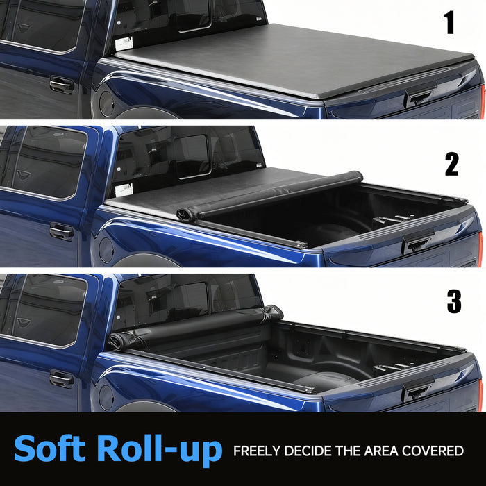 Seguler 6.8FT Soft Roll Up Tonneau Cover Truck Bed for 1999-2016 Ford F250 F350