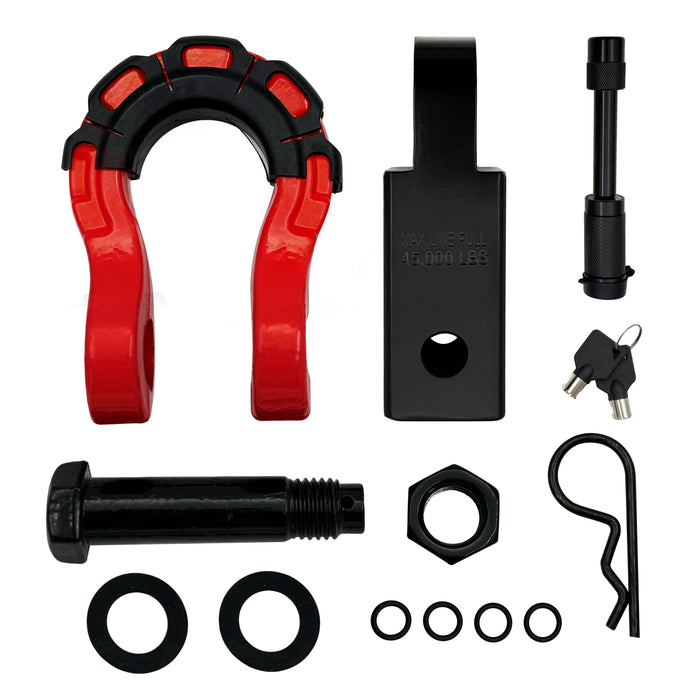 Seguler Heavy Duty 2" Receiver Shackle Hitch with 3/4" D-Ring 5/8" Lock Pin 70,000 lbs Break Strength