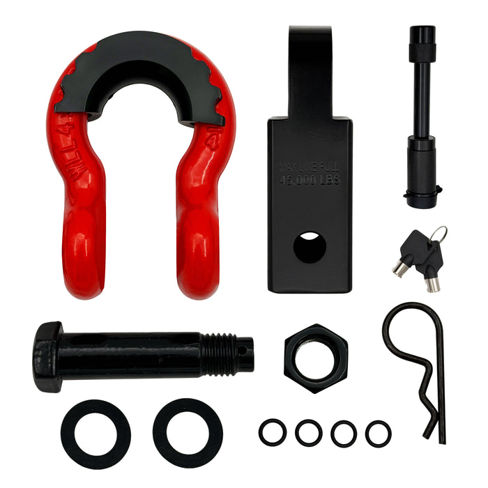 Seguler Off-Road Recovery Shackle Hitch for 2" Receiver  3/4" D-Ring with 5/8" Lock Pin 38,500 lbs Break Strength