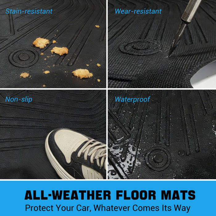 Seguler All-Weather TPE Floor Mats for Silverado Sierra 2007-2013 1500 & 2007-2014 2500HD 3500HD Crew Cab